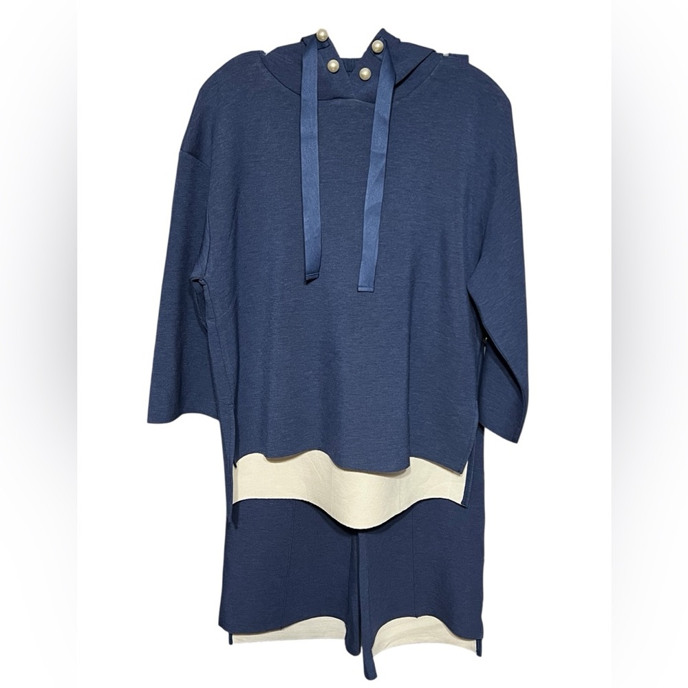 Joh. Farrah Pearl Pant & Francine Pearl Hoodie Denim Blue French Scuba Set Small